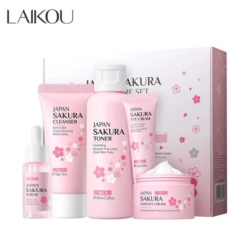 Korean Skincare Routine - LAIKOU Sakura Kit Huidverzorgingssets Hydraterend en