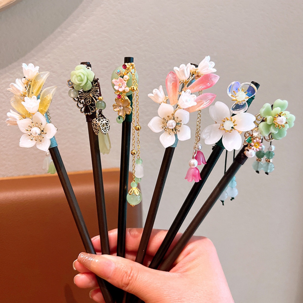 Hanbok Hair Pin - Prachtige bloem kwastje houten haarspeld retro